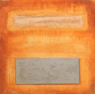 aus dem Zyklus ERDENBILDER - Acryl, Erde und Beton auf Jute, 50 x 50 cm