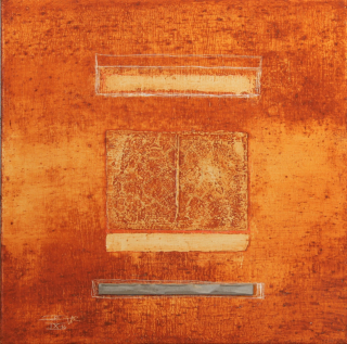 aus dem Zyklus ERDENBILDER - Acryl, Erde und Beton auf Jute, 50 x 50 cm