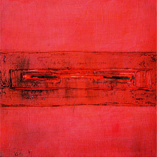 aus dem Zyklus KRAFTFELDER - Acryl, Öl und Ruß auf Holzfaserplatte,  jeweils 32 x 32 cm