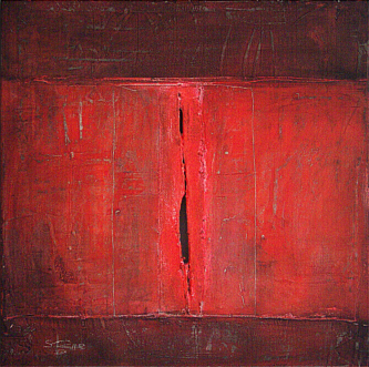 aus dem Zyklus KRAFTFELDER - Acryl, Öl und Ruß auf Holzfaserplatte, 50 x 50 cm