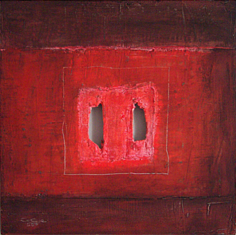 aus dem Zyklus KRAFTFELDER - Acryl, Öl und Ruß auf Holzfaserplatte,  50 x 50 cm