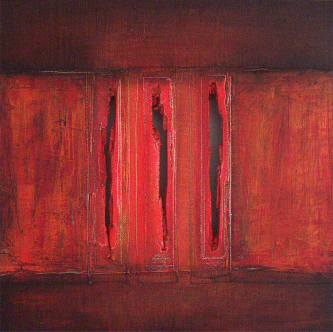 aus dem Zyklus KRAFTFELDER - Acryl, Öl und Ruß auf Holzfaserplatte, 50 x 50 cm