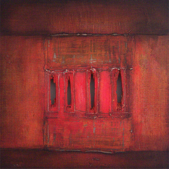 aus dem Zyklus KRAFTFELDER - Acryl, Öl und Ruß auf Holzfaserplatte, 50 x 50 cm