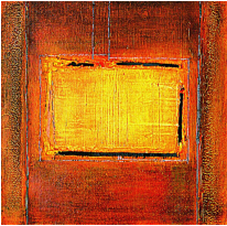 aus dem Zyklus KRAFTFELDER - Acryl, Öl und Ruß auf Holzfaserplatte,  jeweils 32 x 32 cm