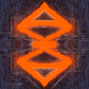 aus dem Zyklus Lebenszeichen, "Muster 10 Orange", Fotografie, digitale Bearbeitung und Zeichnung, 30 x 30 cm, Auflage 25